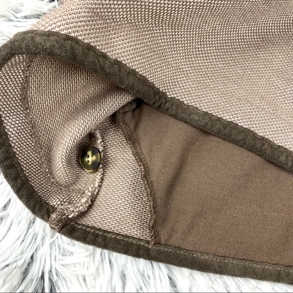 L.L. Bean Taupe Thick Knit Suede Trim Cardigan Jacket EUC - Picture 7 of 10